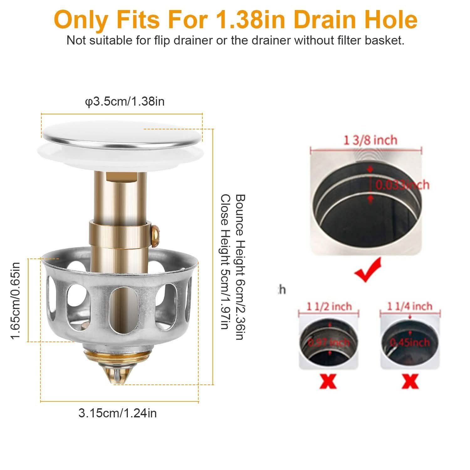 Lot de 2 : bondes de lavabo pop-up