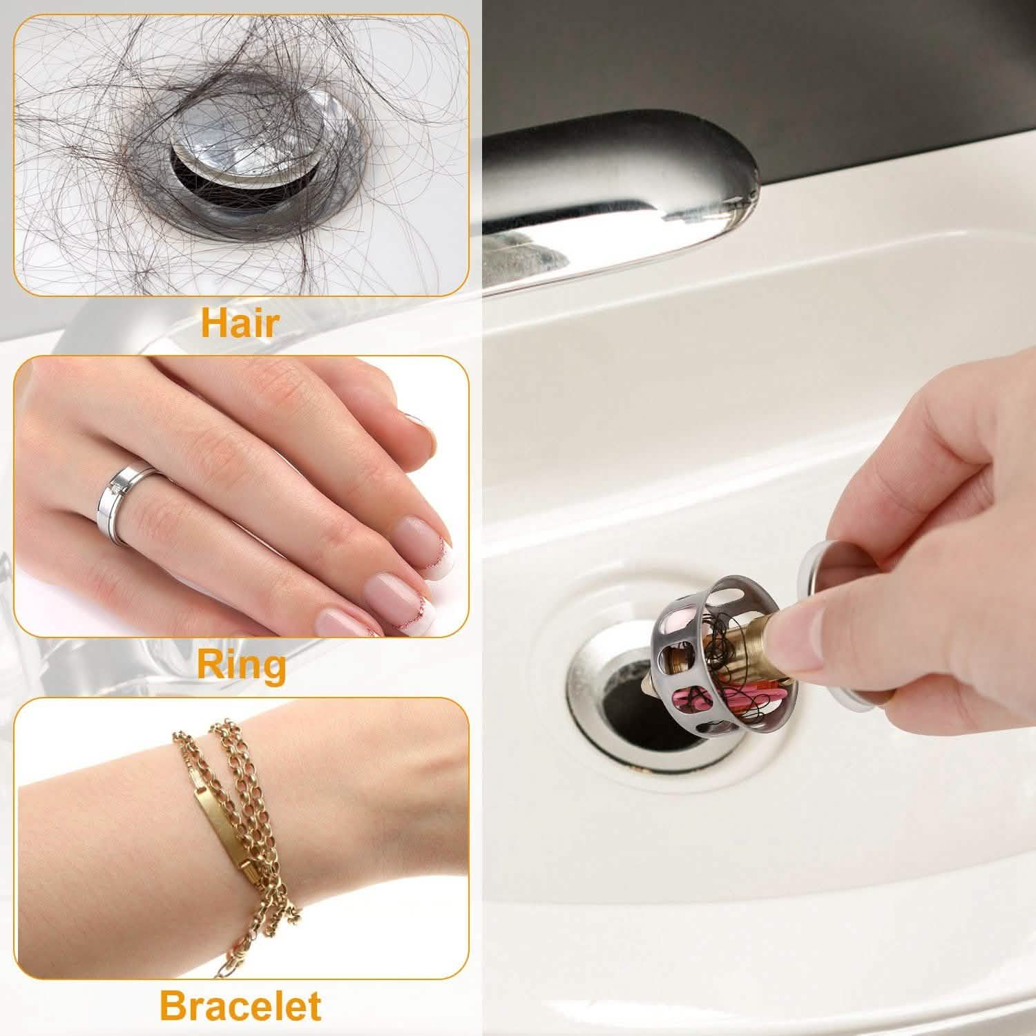 Lot de 2 : bondes de lavabo pop-up