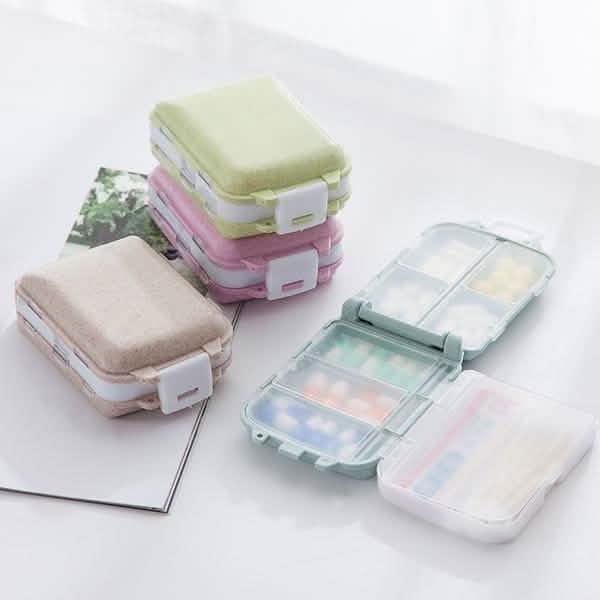 Lot de 2 : pilulier portable en plastique