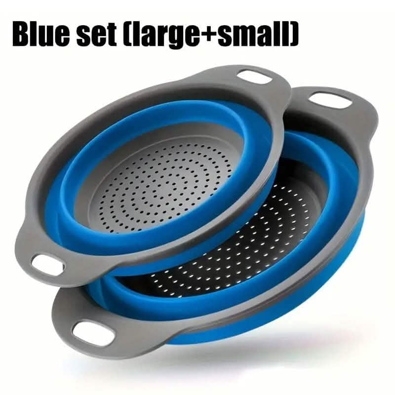 Lot de 2 : Entonnoir pliable en silicone pour cuisine, rond, bleu
