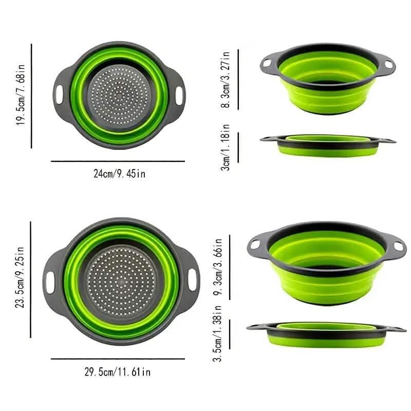 Lot de 2 : Entonnoir pliable en silicone pour cuisine, rond, bleu