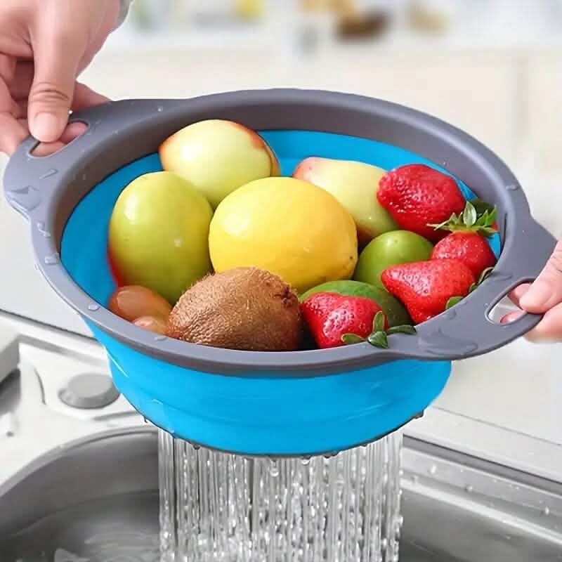 Lot de 2 : Entonnoir pliable en silicone pour cuisine, rond, bleu