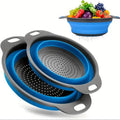Lot de 2 : Entonnoir pliable en silicone pour cuisine, rond, bleu