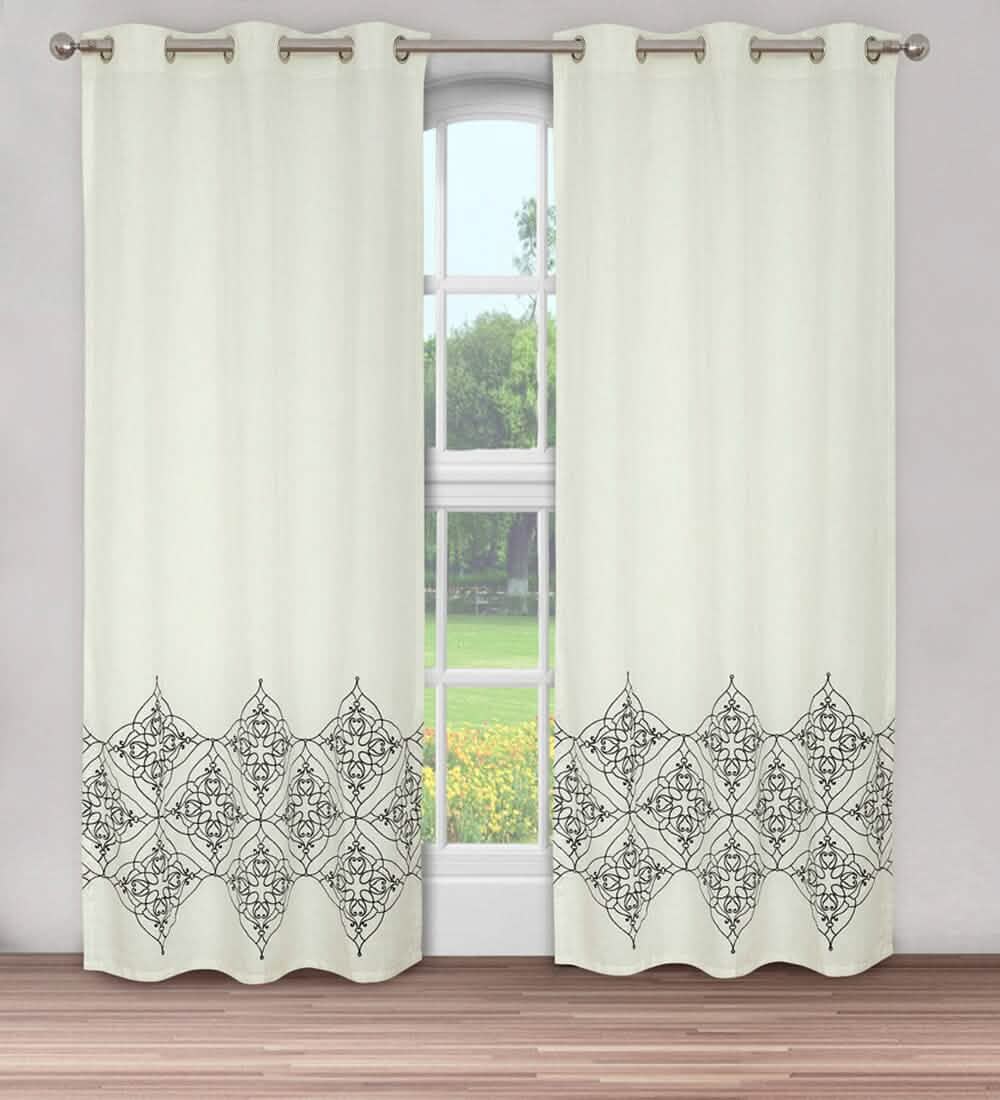 Lot de 2 : Paire de panneaux de fenêtre brodés Global Varanasi