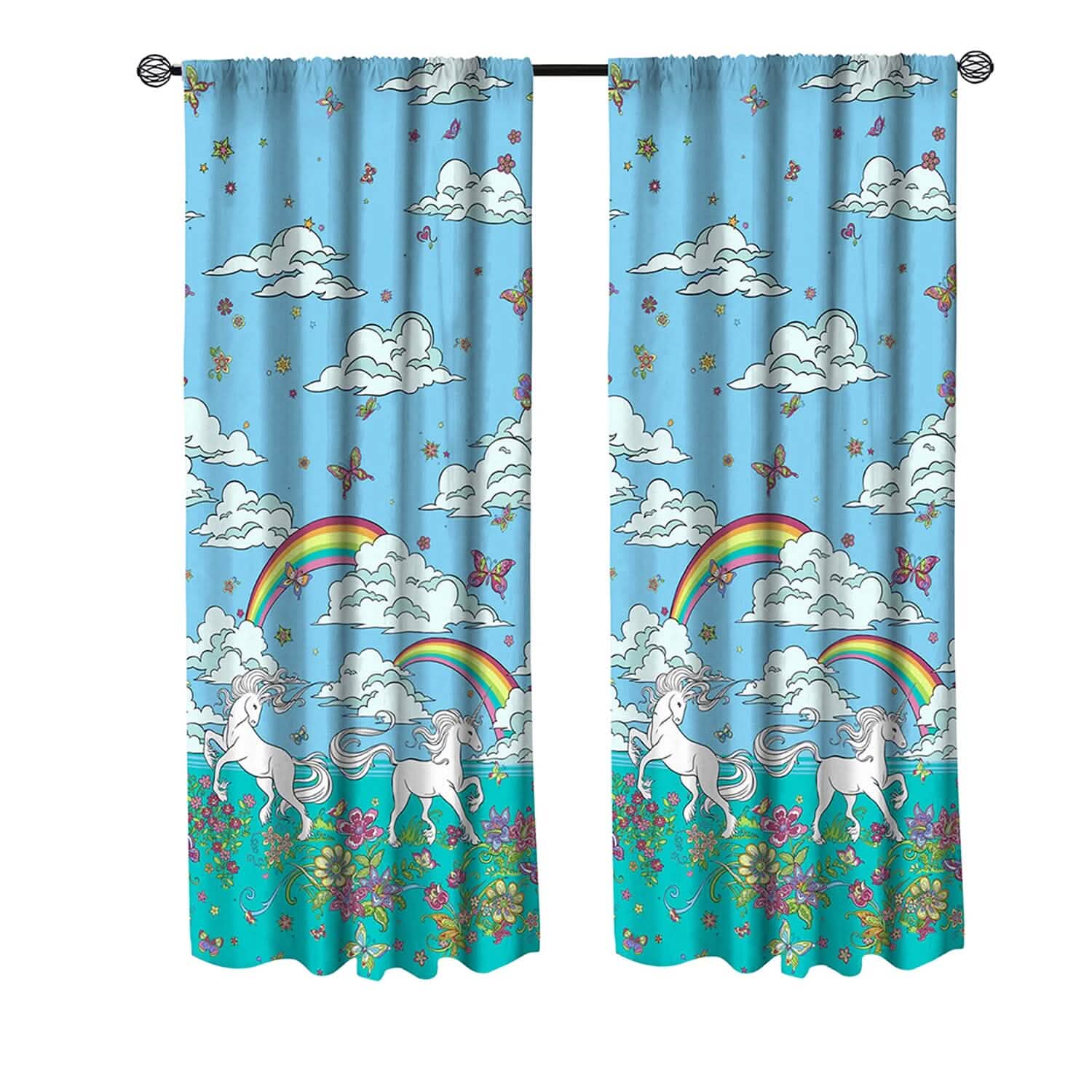 Lot de 2 pièces : Panneaux de fenêtre Licorne Arc-en-ciel Kidz Mix (la paire)