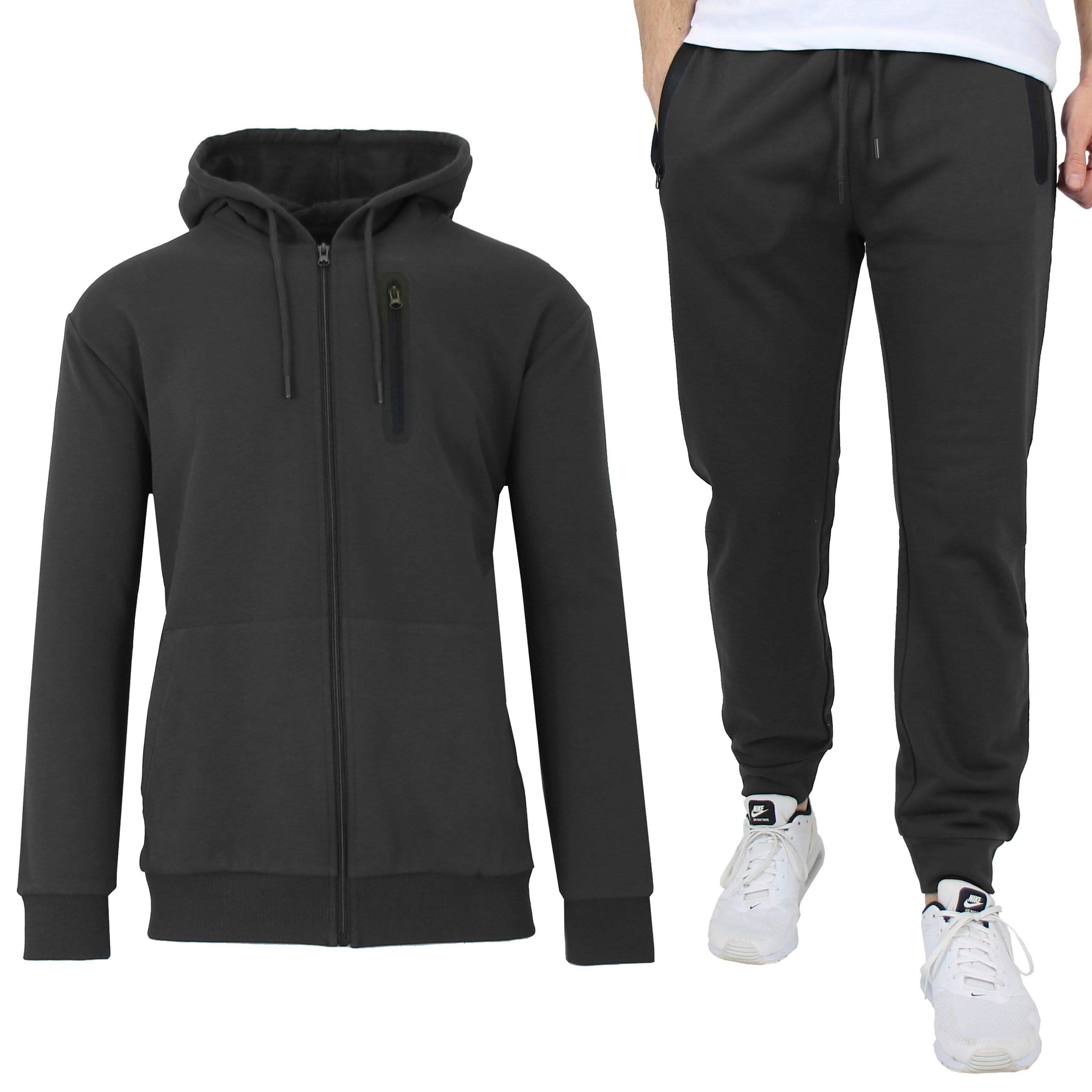 Ensemble 2 pièces : sweat à capuche et pantalon de jogging en molleton à coupe ajustée pour homme