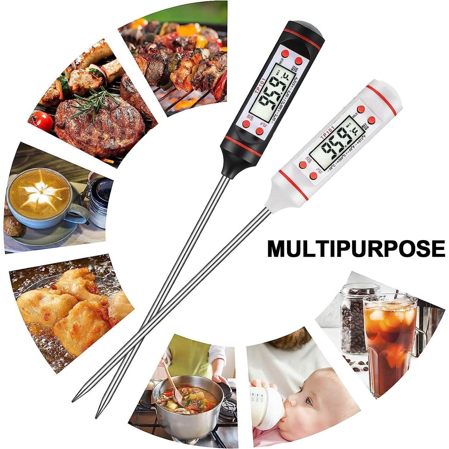 Lot de 2 : Stylo-thermomètre multifonction haute précision à lecture instantanée
