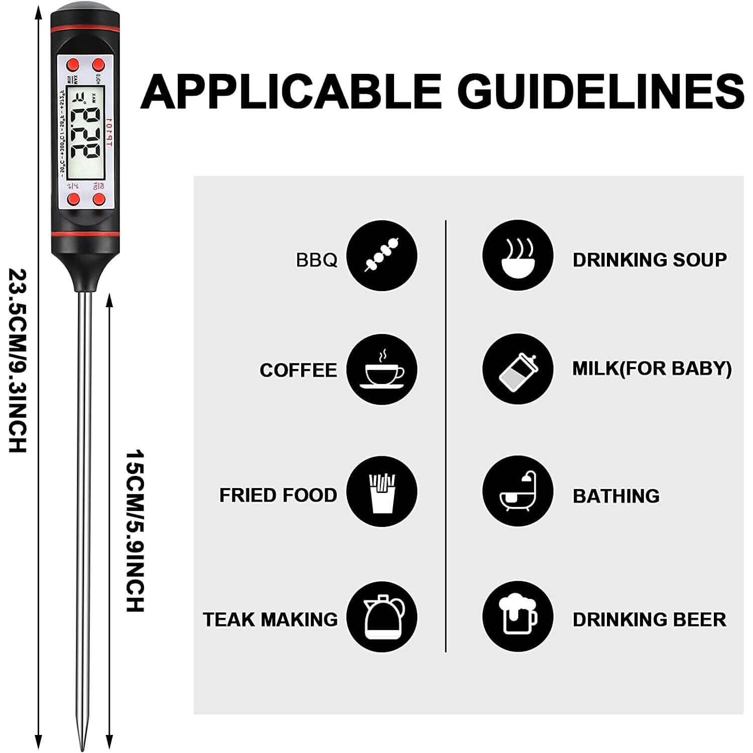 Lot de 2 : Stylo-thermomètre multifonction haute précision à lecture instantanée