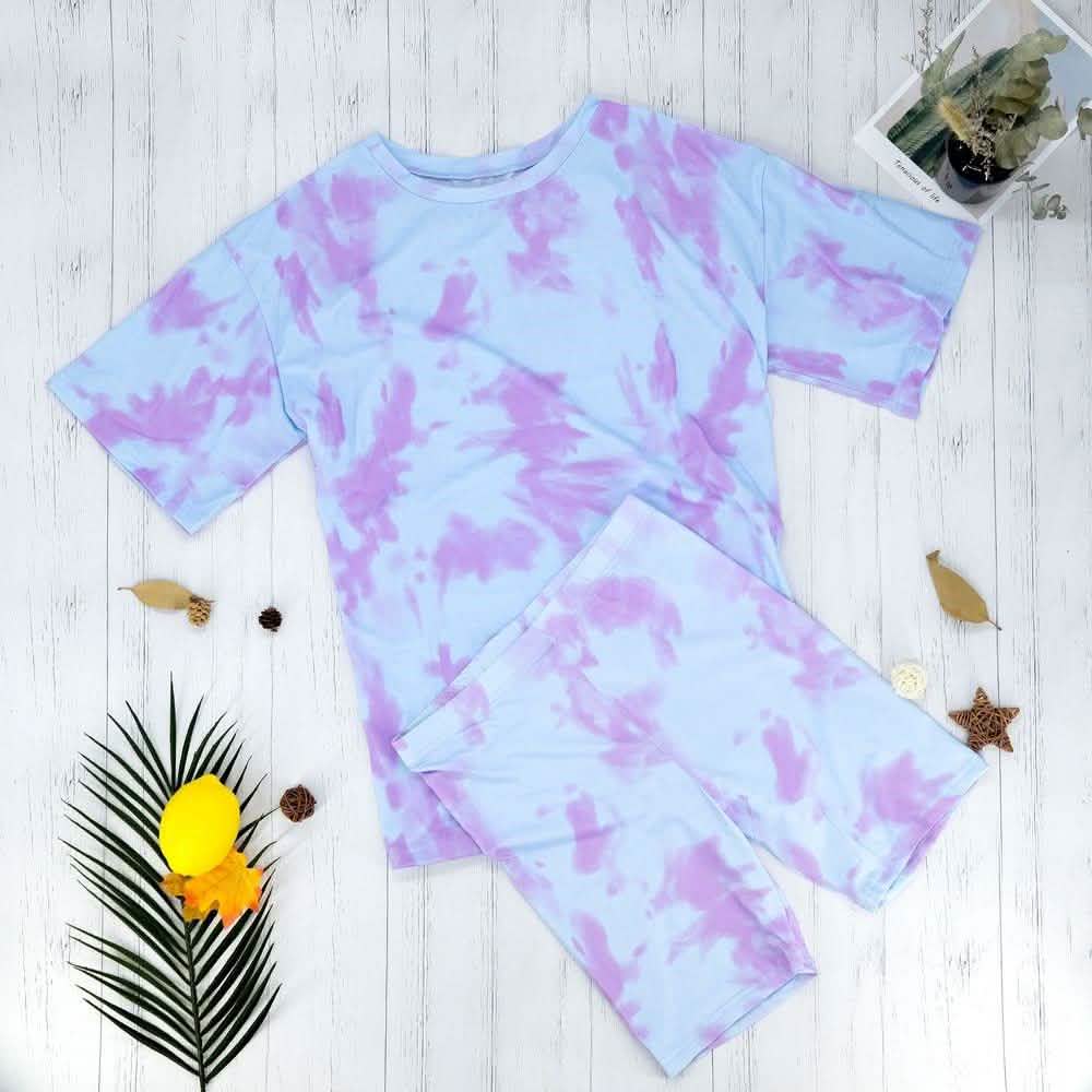 Ensemble 2 pièces : short cycliste tie-dye