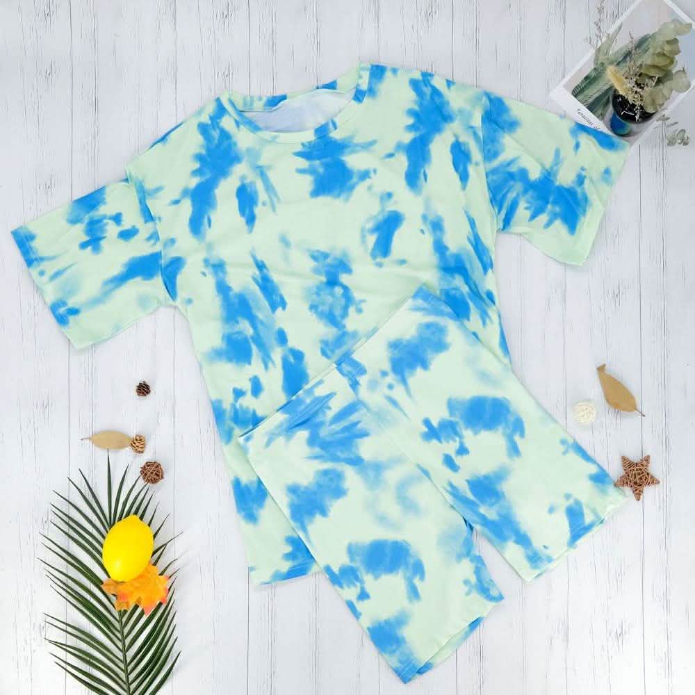 Ensemble 2 pièces : short cycliste tie-dye