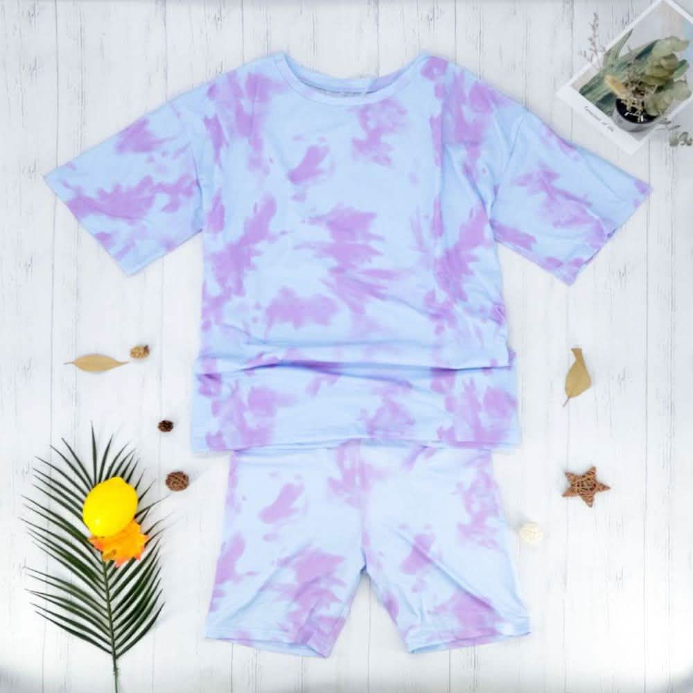Ensemble 2 pièces : short cycliste tie-dye