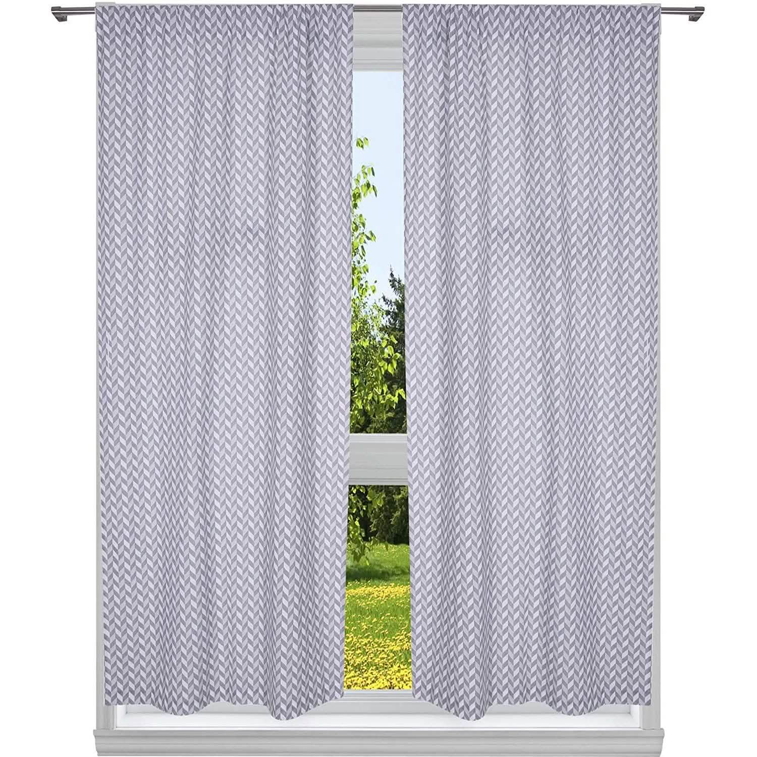 Lot de 2 pièces : Paire de rideaux occultants à chevrons 100 % coton