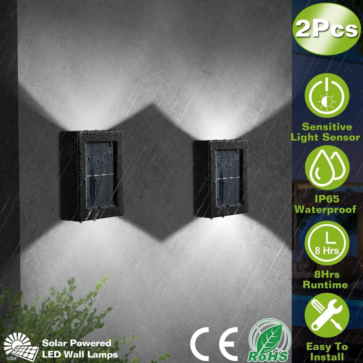 Lot de 2 : Lampes solaires d'extérieur pour terrasse