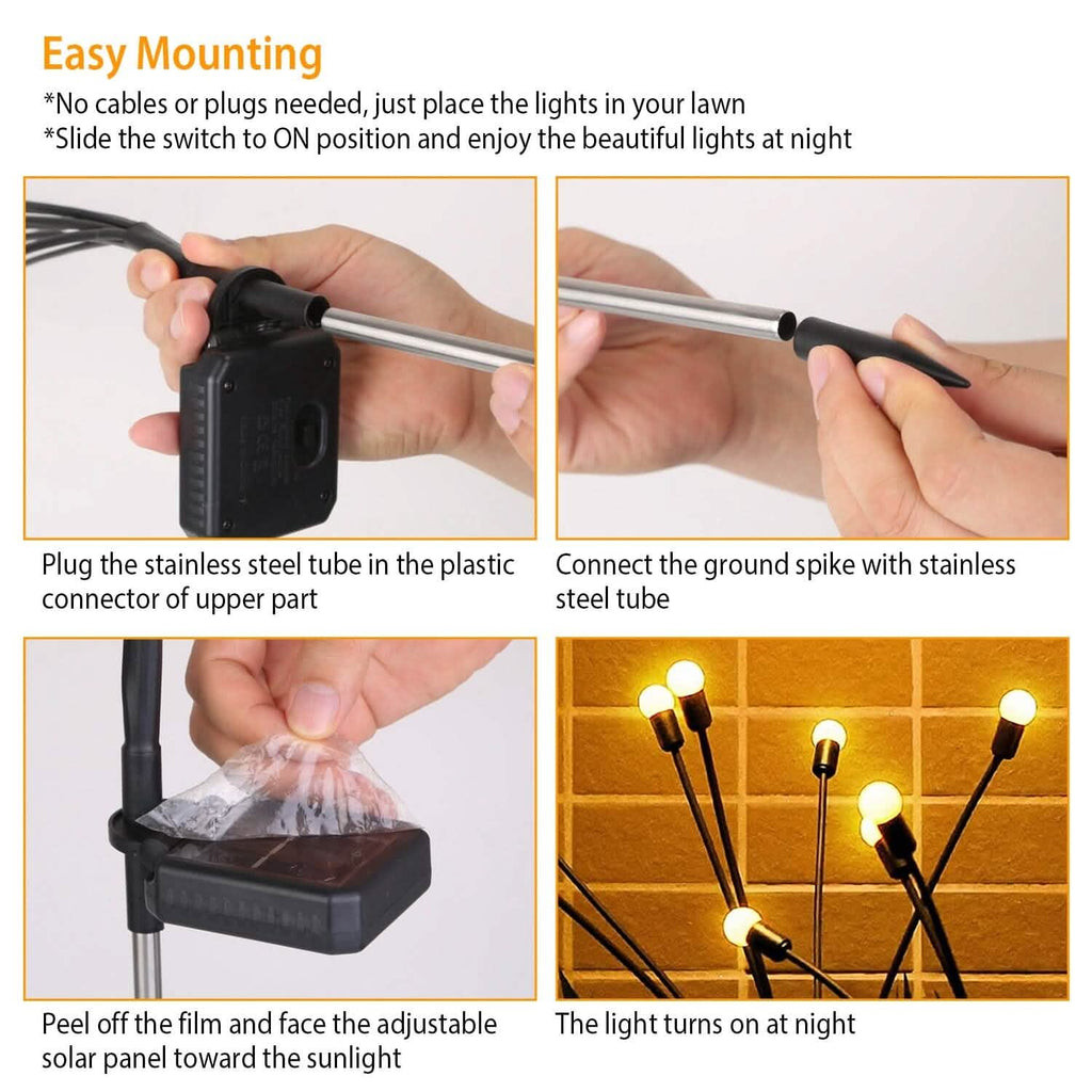 Lot de 2 : Lampes solaires décoratives oscillantes pour allée, modèle Luciole