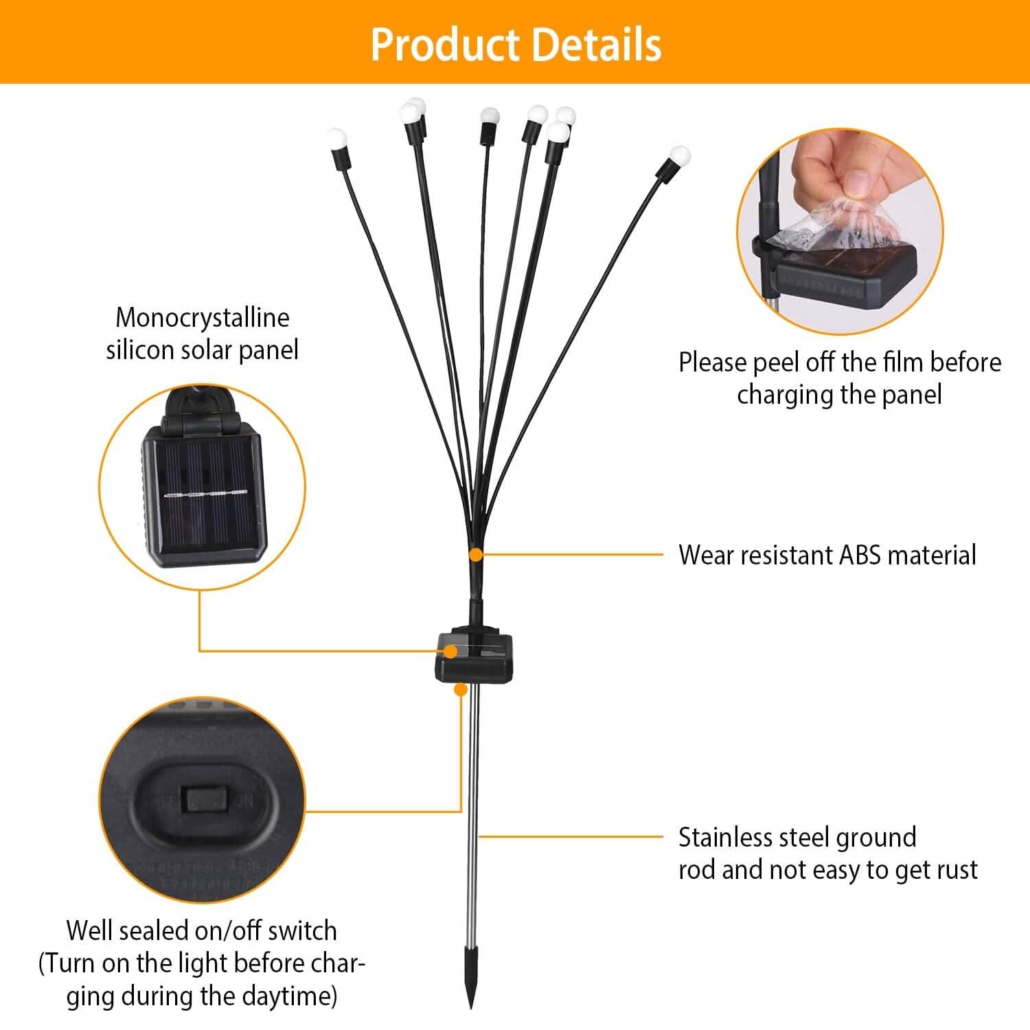 Lot de 2 : Lampes solaires décoratives oscillantes pour allée, modèle Luciole