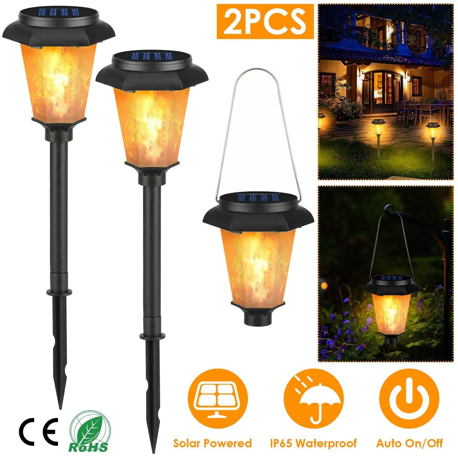 Lot de 2 : Torches solaires à flamme vacillante