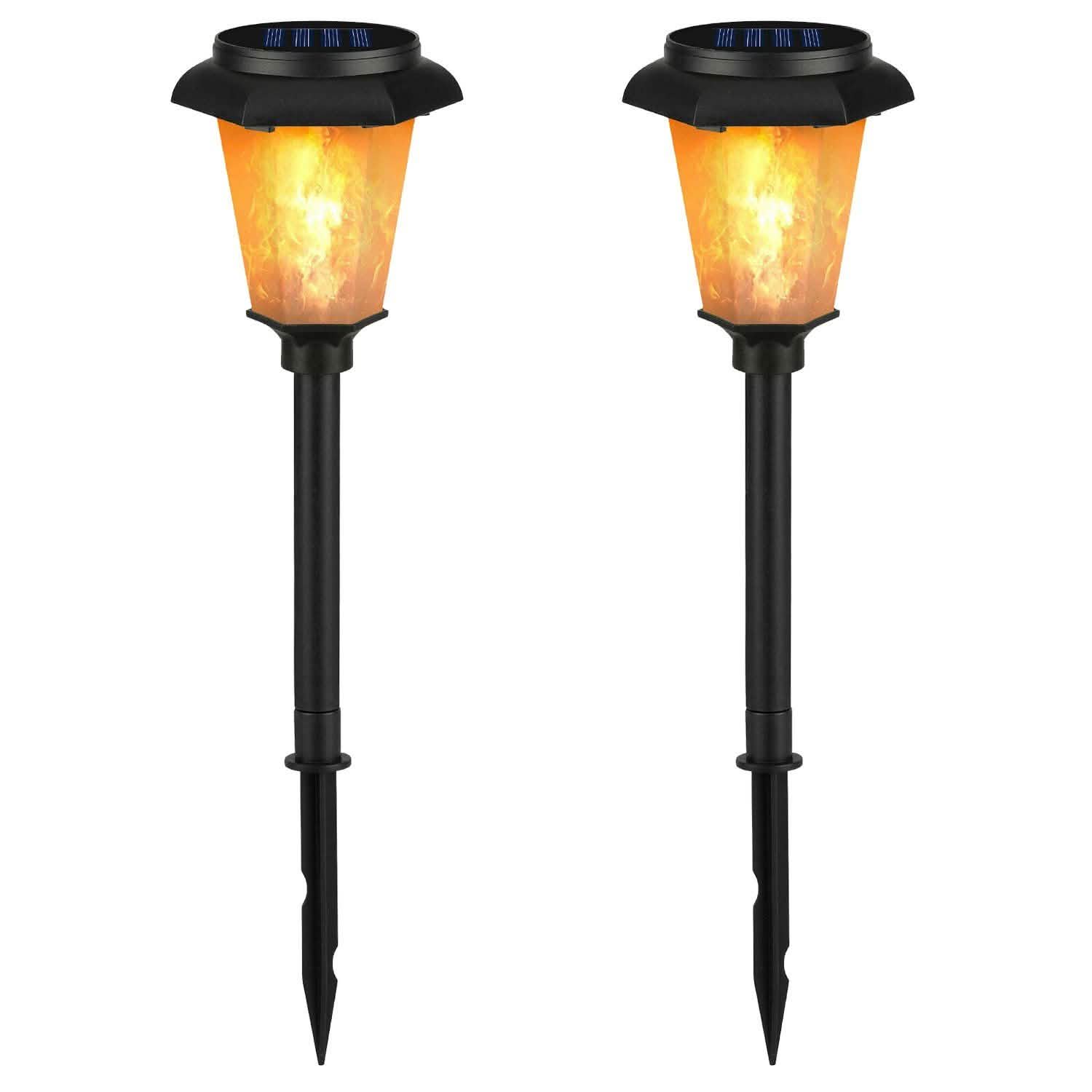 Lot de 2 : Torches solaires à flamme vacillante