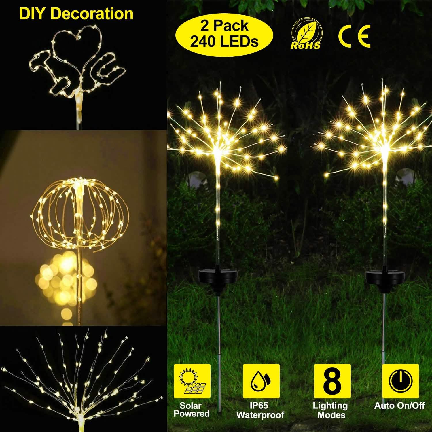 Lot de 2 : Lampes de jardin Starburst solaires