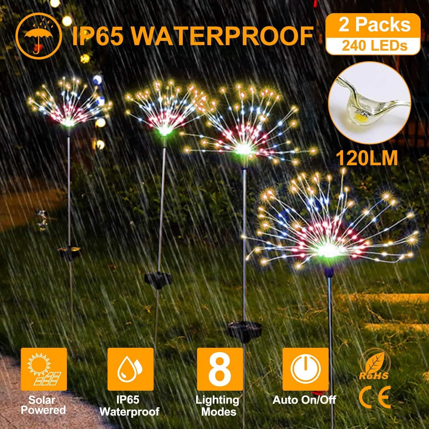 Lot de 2 : Lampes de jardin Starburst solaires
