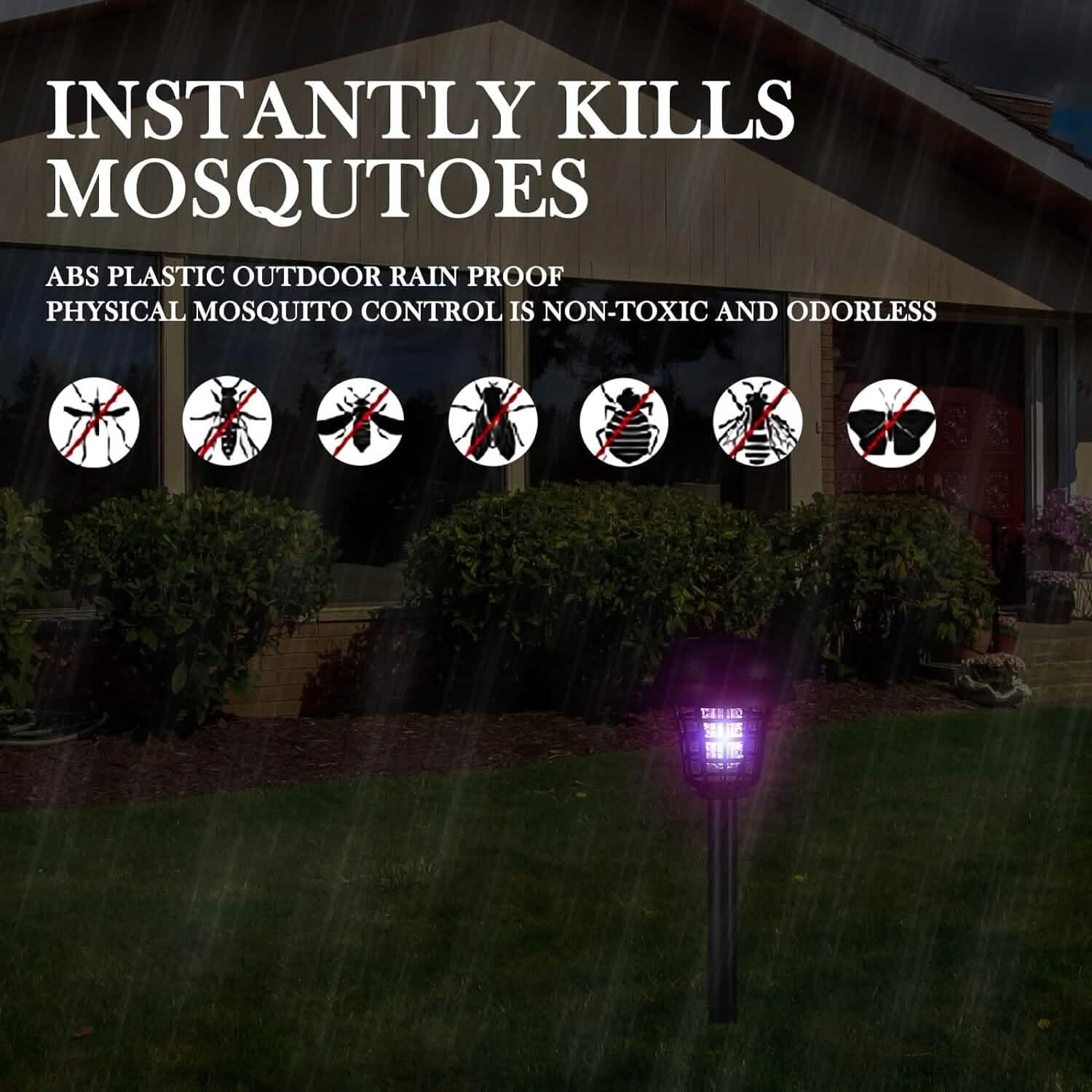 Ensemble 2 pièces : Électrocuteur solaire extérieur étanche pour insectes et moustiques