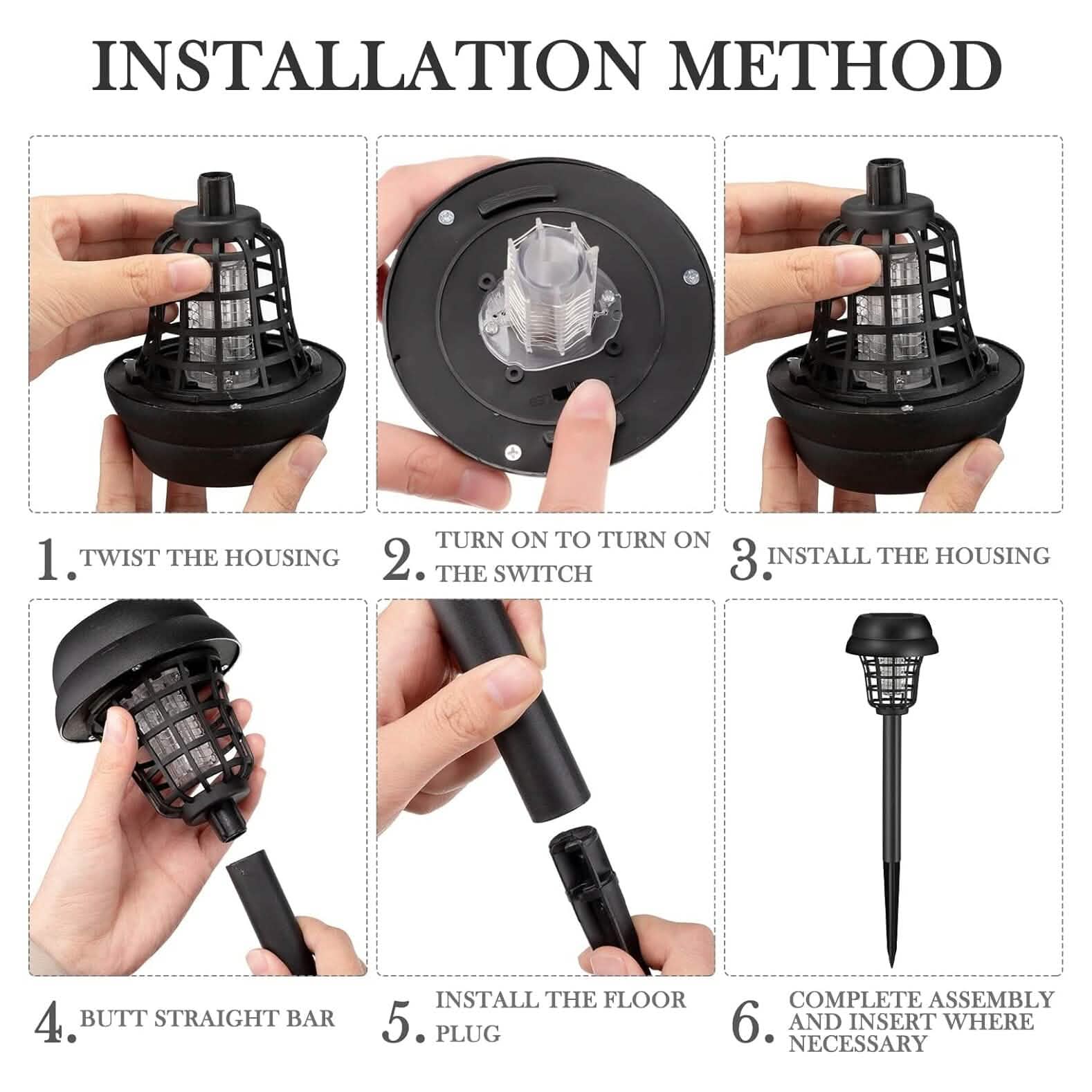 Ensemble 2 pièces : Électrocuteur solaire extérieur étanche pour insectes et moustiques