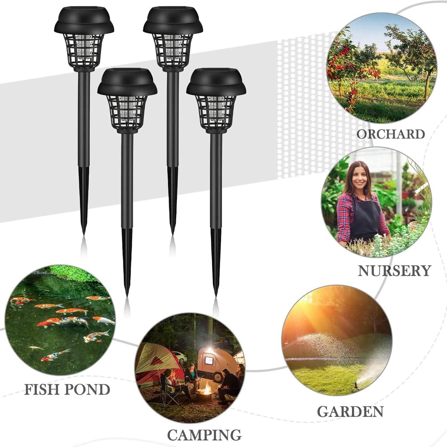Ensemble 2 pièces : Électrocuteur solaire extérieur étanche pour insectes et moustiques
