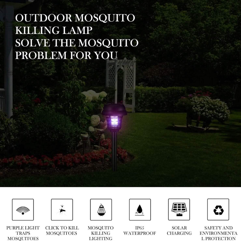 Ensemble 2 pièces : Électrocuteur solaire extérieur étanche pour insectes et moustiques