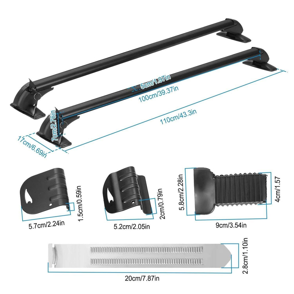 Ensemble de 2 barres de toit universelles de 110 cm/43 pouces pour voiture