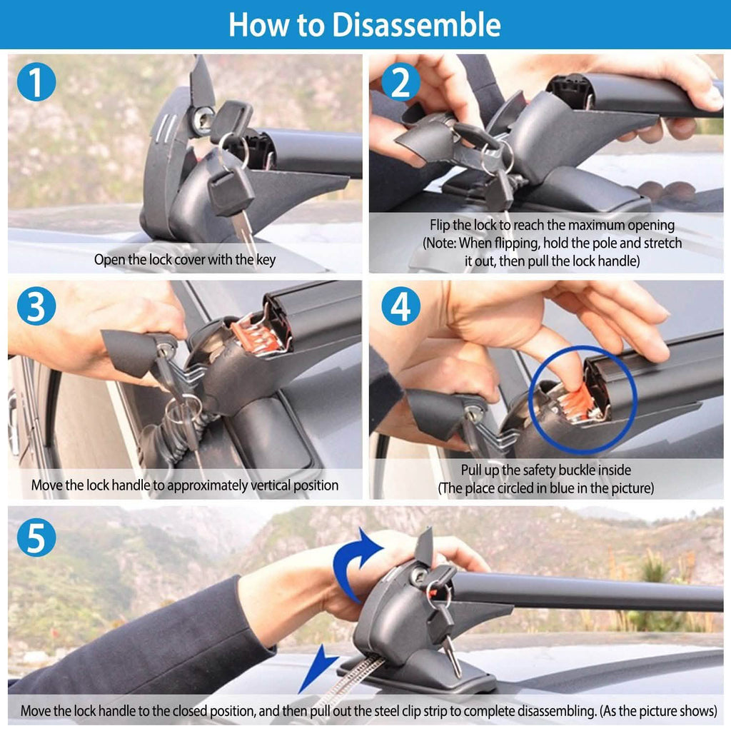 Ensemble de 2 barres de toit universelles de 110 cm/43 pouces pour voiture