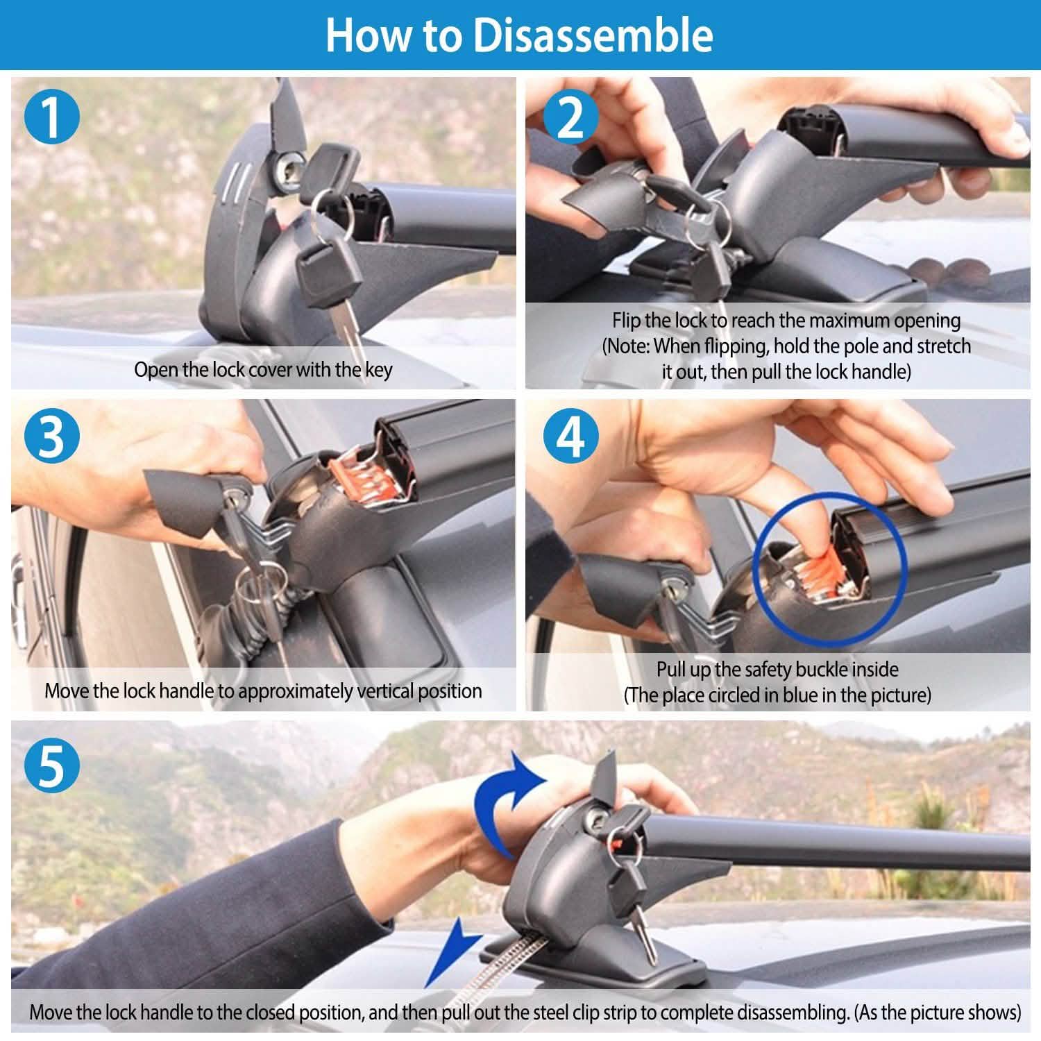 Ensemble de 2 barres de toit universelles de 110 cm/43 pouces pour voiture