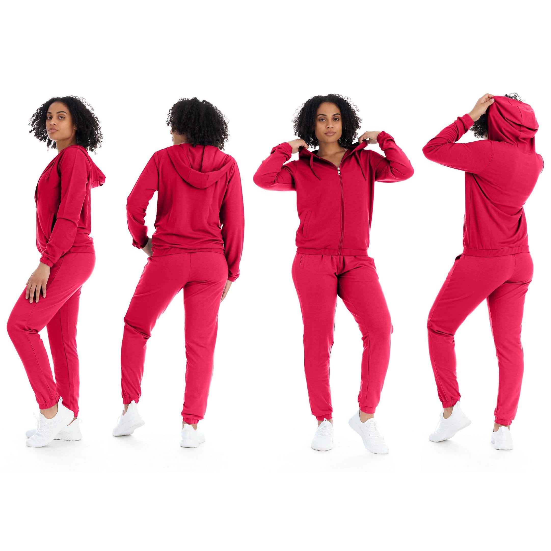 Ensemble 2 pièces : survêtement de sport en polaire pour femme avec pantalon de jogging et sweat à capuche avec poche
