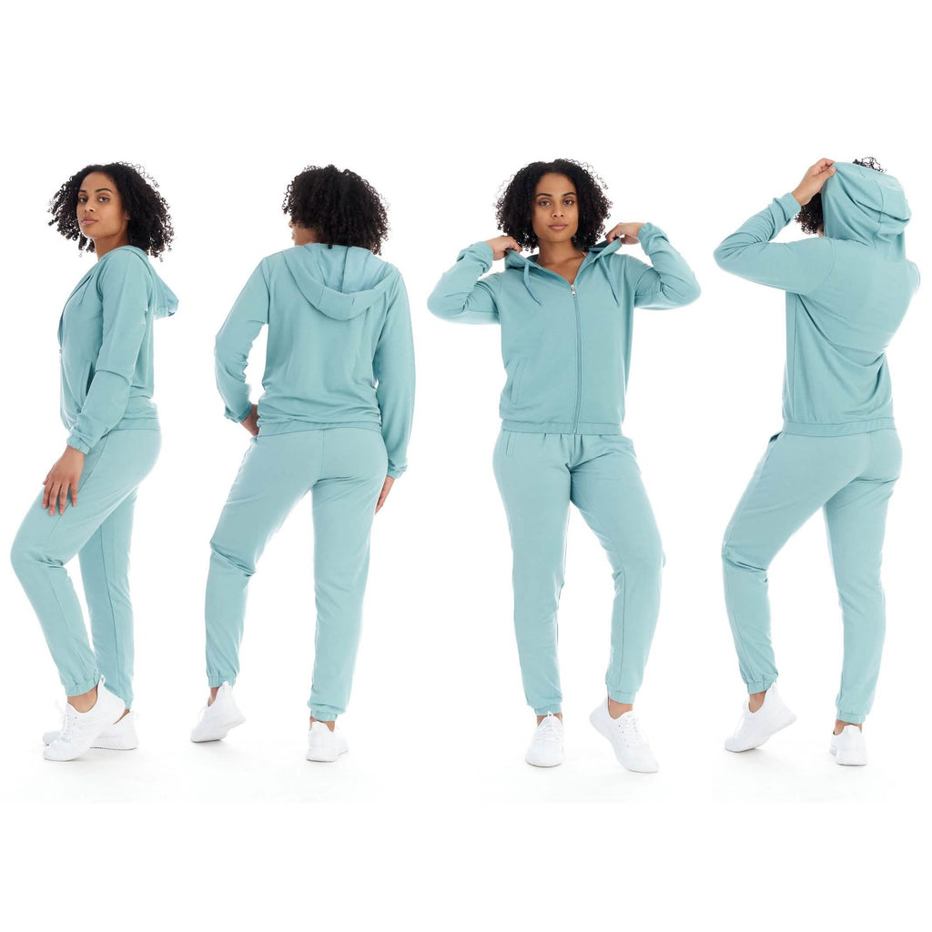 Ensemble 2 pièces : survêtement de sport en polaire pour femme avec pantalon de jogging et sweat à capuche avec poche