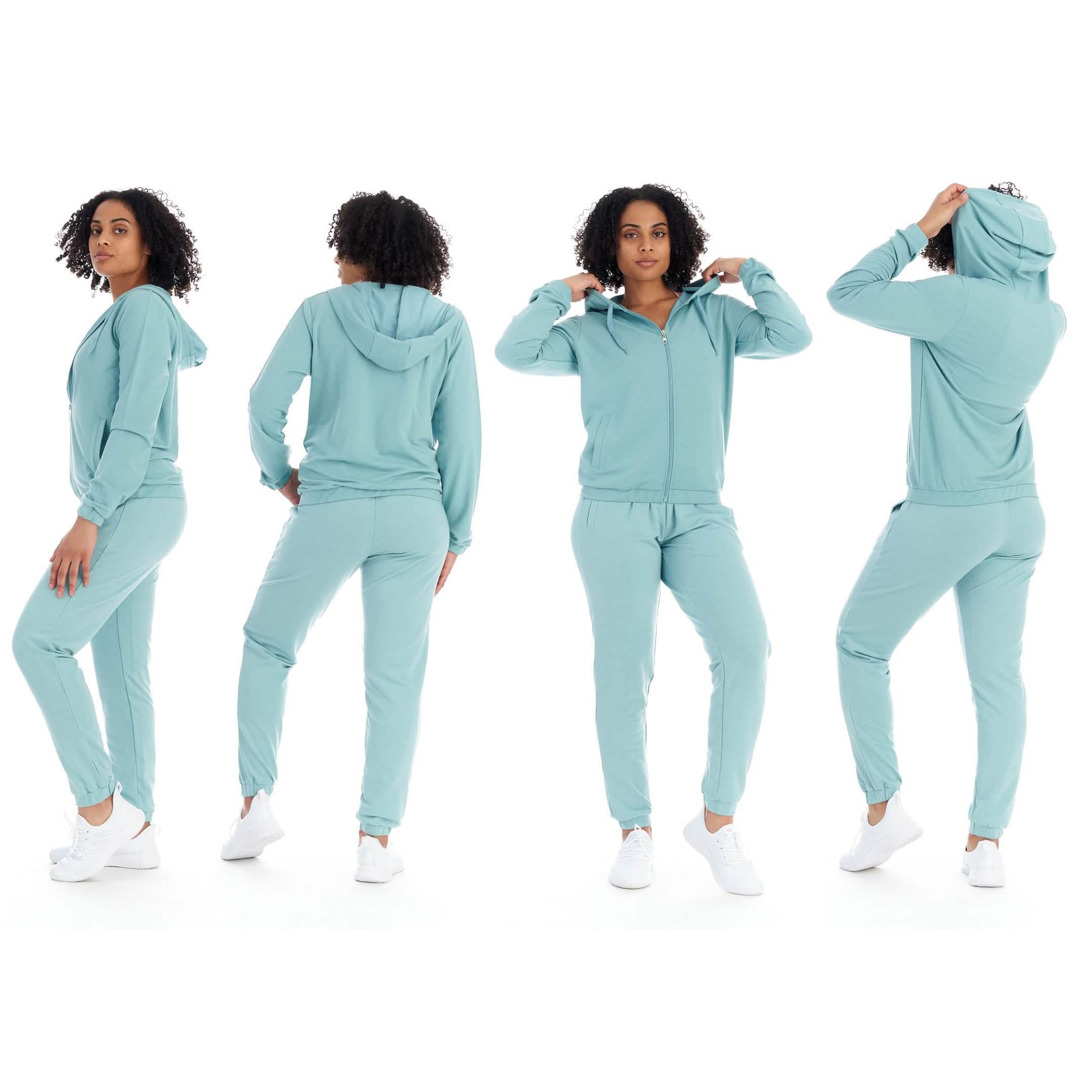 Ensemble 2 pièces : survêtement de sport en polaire pour femme avec pantalon de jogging et sweat à capuche avec poche