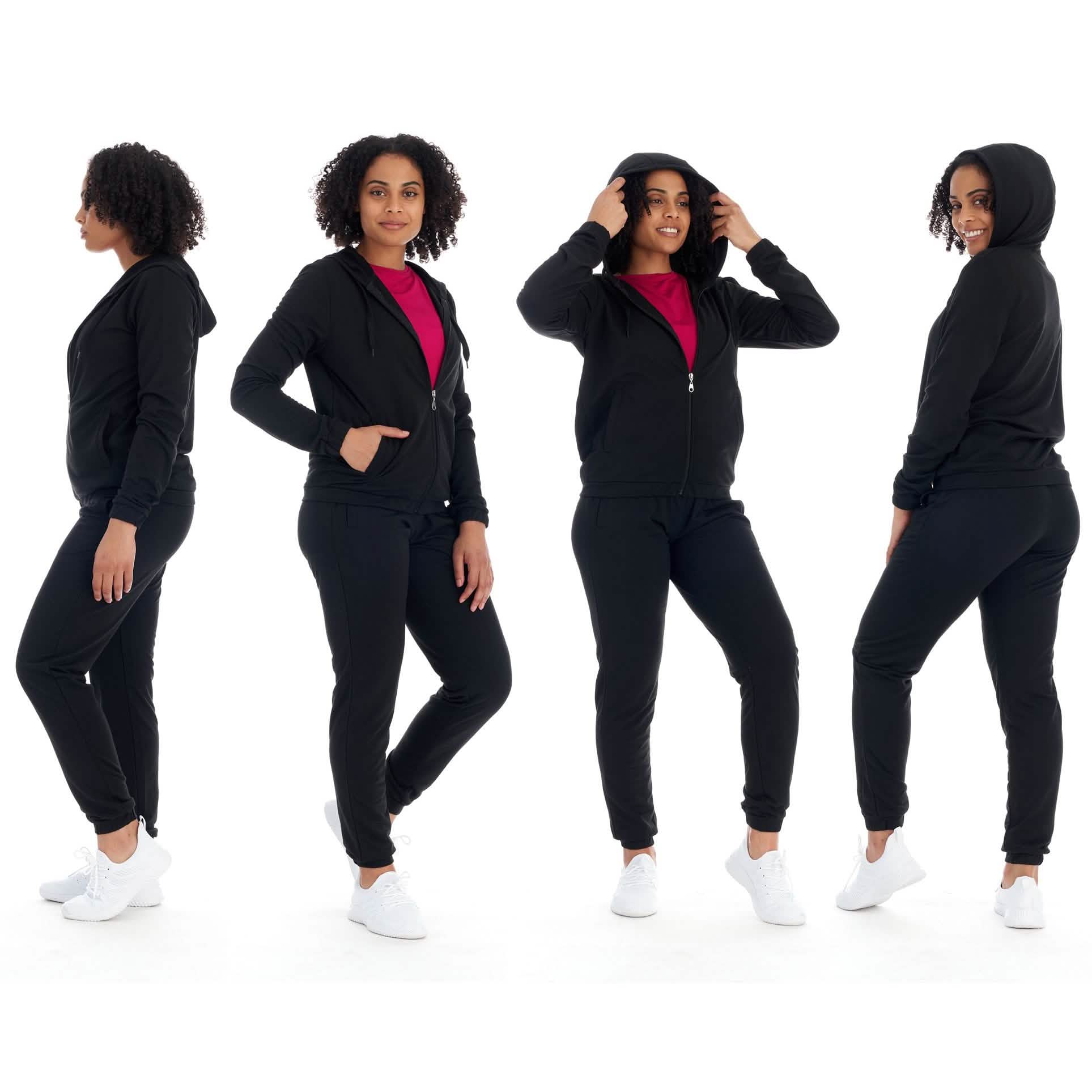 Ensemble 2 pièces : survêtement de sport en polaire pour femme avec pantalon de jogging et sweat à capuche avec poche