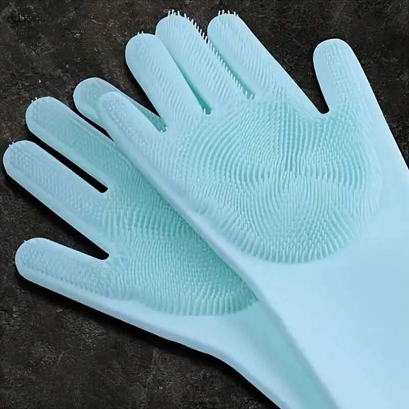 Lot de 2 : gants de bain 2 en 1 pour chien avec brosse en silicone