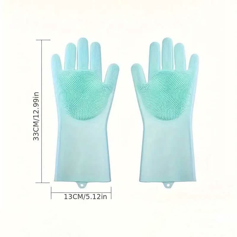 Lot de 2 : gants de bain 2 en 1 pour chien avec brosse en silicone