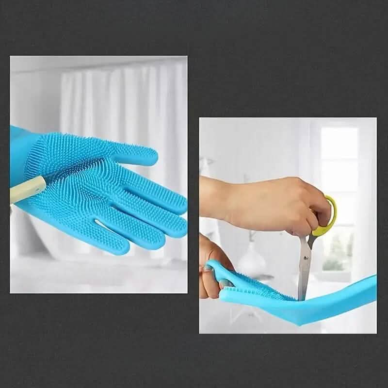 Lot de 2 : gants de bain 2 en 1 pour chien avec brosse en silicone