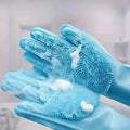 Lot de 2 : gants de bain 2 en 1 pour chien avec brosse en silicone