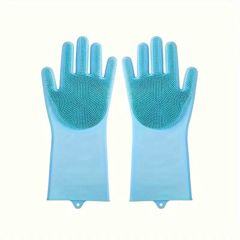 Lot de 2 : gants de bain 2 en 1 pour chien avec brosse en silicone