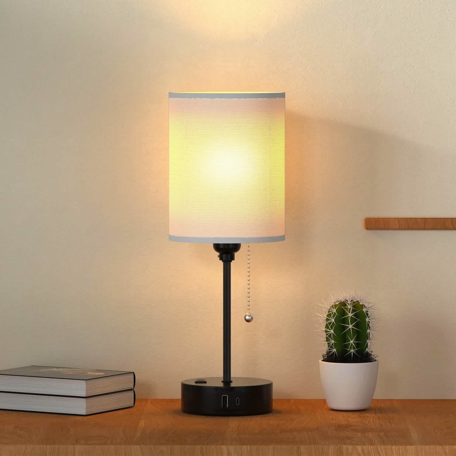 2 pièces : Lampes de chevet 3 modes de couleur Ports de sortie USB C+A CA Chaîne de traction