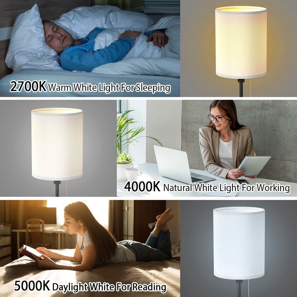 2 pièces : Lampes de chevet 3 modes de couleur Ports de sortie USB C+A CA Chaîne de traction