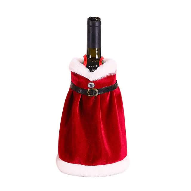 Lot de 2 housses de bouteille de vin de Noël avec décorations de joyeux Noël
