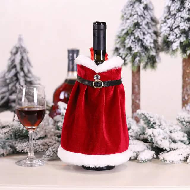 Lot de 2 housses de bouteille de vin de Noël avec décorations de joyeux Noël