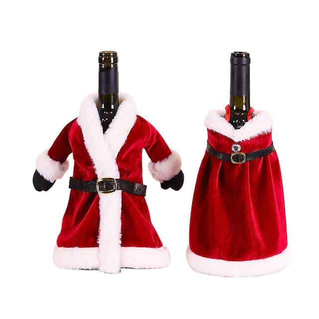Lot de 2 housses de bouteille de vin de Noël avec décorations de joyeux Noël