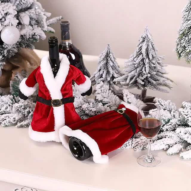 Lot de 2 housses de bouteille de vin de Noël avec décorations de joyeux Noël