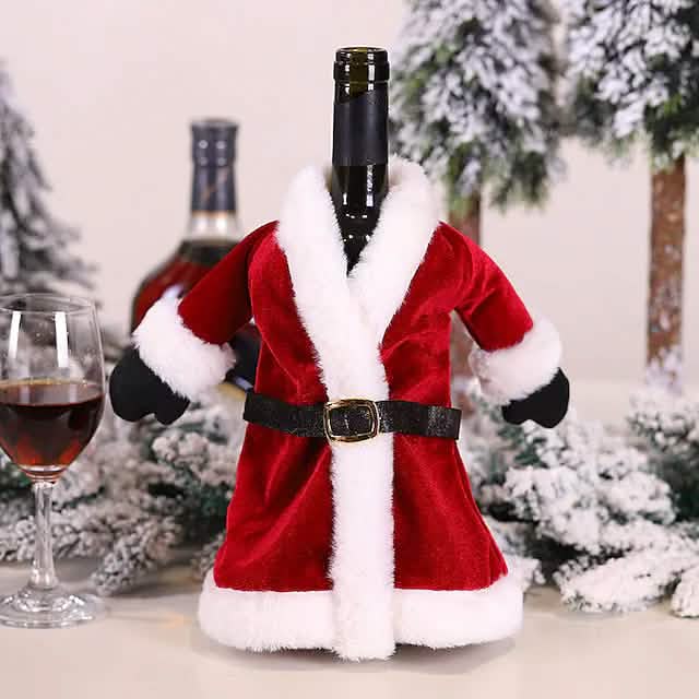 Lot de 2 housses de bouteille de vin de Noël avec décorations de joyeux Noël