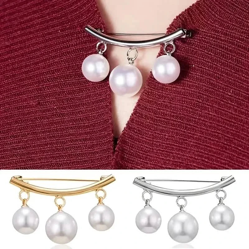2 pièces : Boucle de broche cravate imitation perle Pendentif imitation