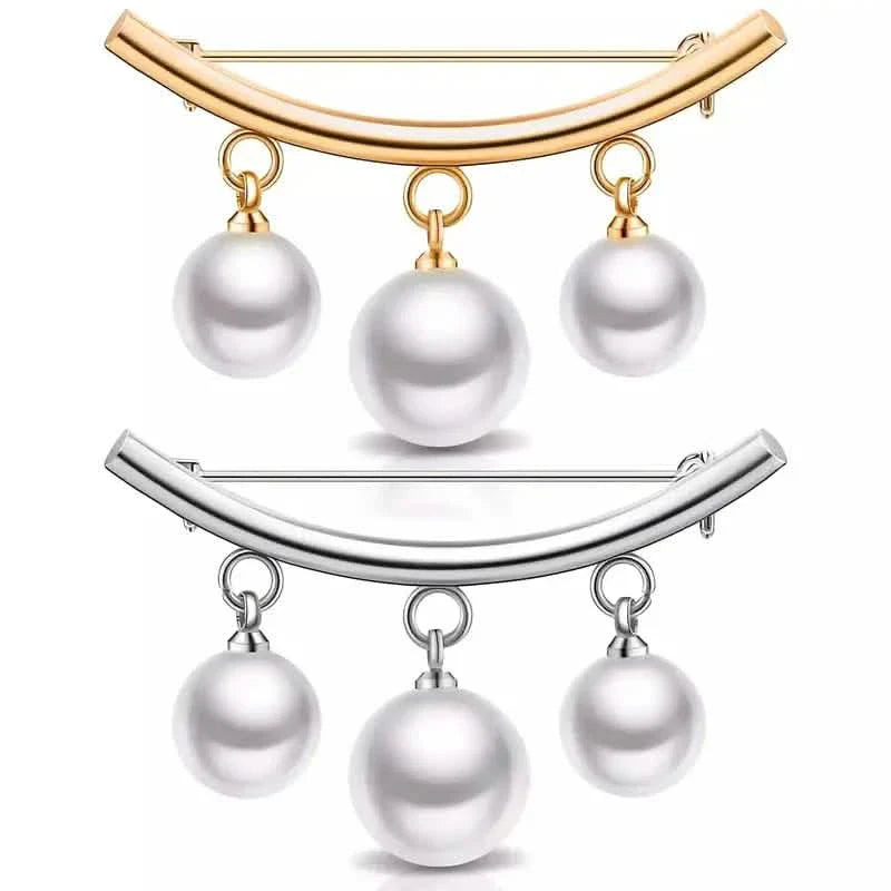 2 pièces : Boucle de broche cravate imitation perle Pendentif imitation
