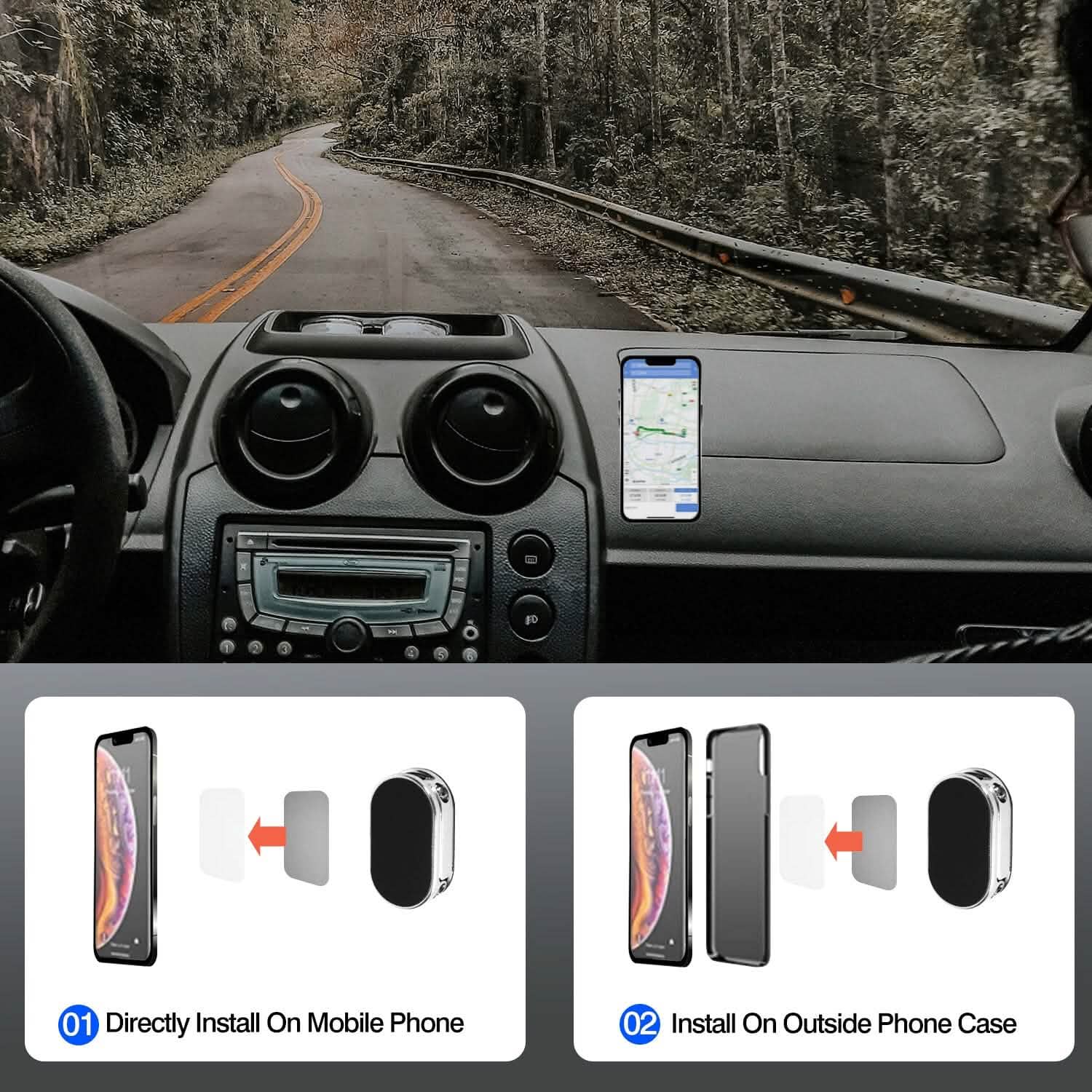 Lot de 2 supports de téléphone de voiture magnétiques pliables