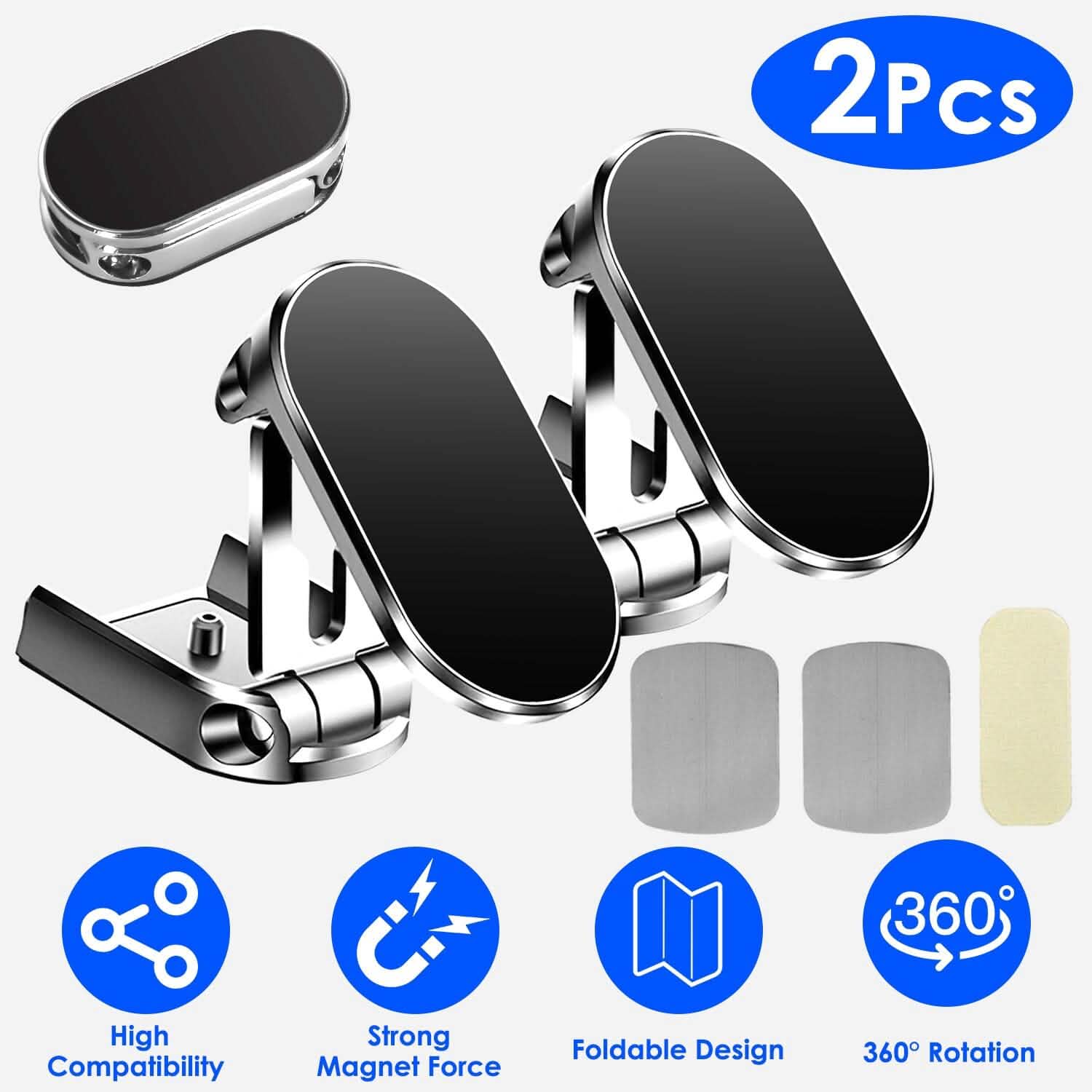 Lot de 2 supports de téléphone de voiture magnétiques pliables